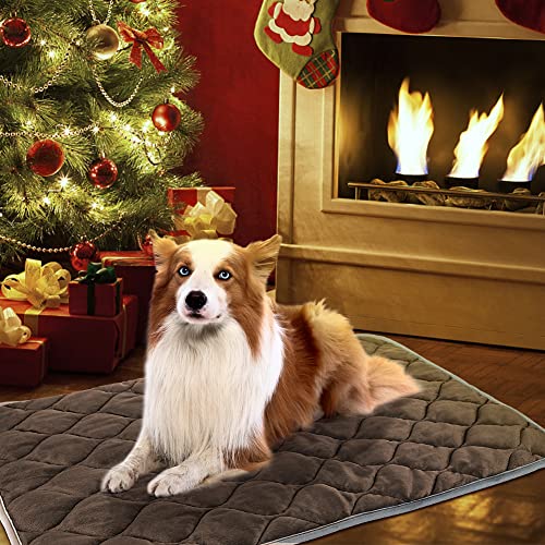 Self Warming Cat Bed and Dog Crate Pad (34.6"L x 22.8"W x 0.5"Th / Coffee)