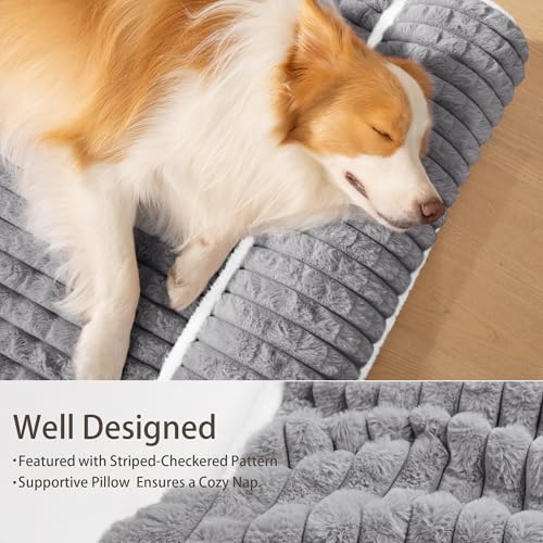 Orthopedic Large Dog Bed Pillow Pet Sofa Bed 42''X28'' Grey (Grey / 42"L x 28"W x 3.5"Th)
