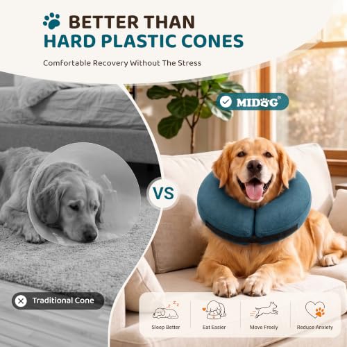 Inflatable Dog Cone (Blue / M+(14"-18"))