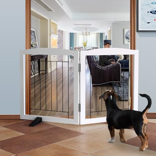 Freestanding Dog Fence Indoor (White / 【2 Panels】40''w x 24''h)