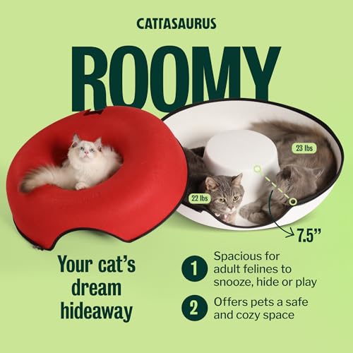 Peekaboo Cat Cave Donut for Multiple & Large Cats up to 30 (Ruby Snowball / Large)