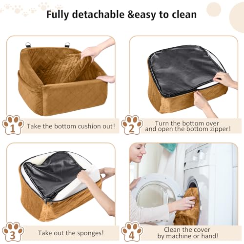 Dog Car Seat for Small Medium Dogs (Brown)
