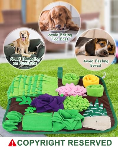 Snuffle Mat for Dogs and Cats Succulent Small Pets Treat Toy Dog Enrichment Toys Dog Puzzle Slow Eating Mat Foraging Mat for Rabbit Pig Stress Relief Puppy Birthday Gift for Pet (16.5"L x 16.5"W)
