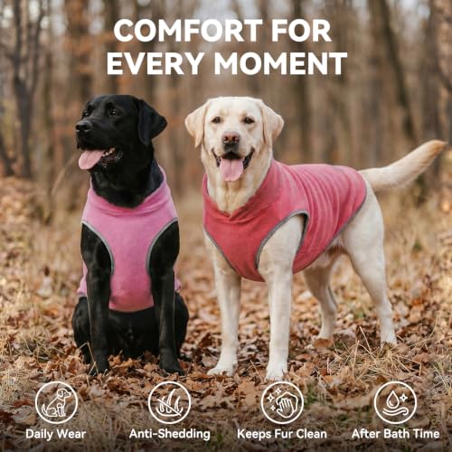 2 Pack Fleece Dog Sweater Pullover Lightweight Reflective Jacket (XX-Large / Pink & Fuschia)