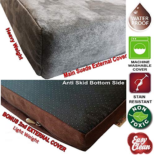 Orthopedic Gel Memory Foam Pet Dog Bed (Microsuede Gray / 47"X29"X4" Inches)