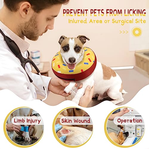 Inflatable Dog Cone Collar Alternative After Surgery (Donut Yellow / L(Neck 12"-16"))