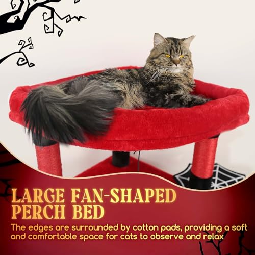 Gothic Corner Cat Tree with Scratching Post (51inch / Red Black)