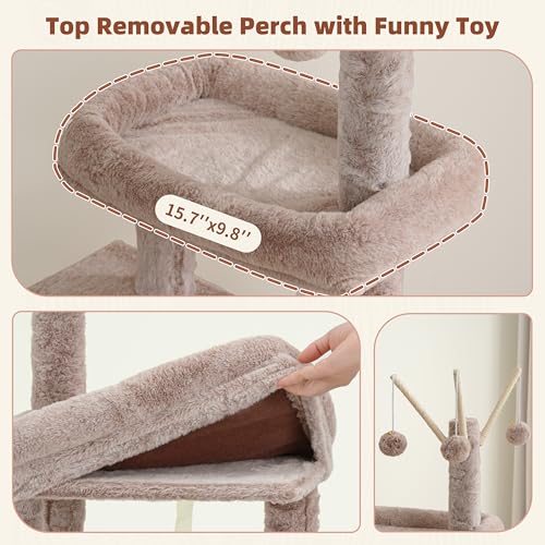 Cat Tree Tower for Indoor Cat (47.24 inches / Muchroom)