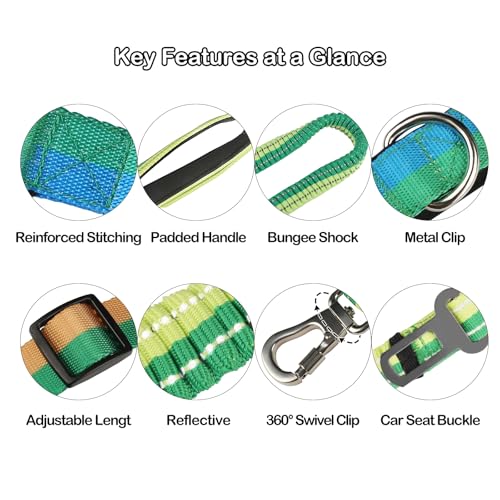 Hands Free Dog Leash with Waist Belt for Running & Walking (Tropical Wave)