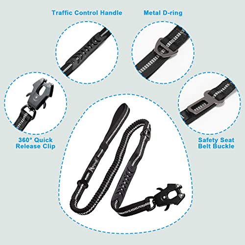 Tactical Shock Absorbing Bungee Dog Leash Heavy Duty (Black / Aviation aluminum)