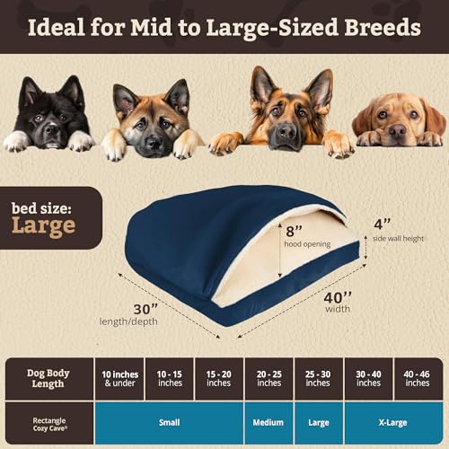Rectangle Cozy Cave Dog Bed (Sapphire / Large)