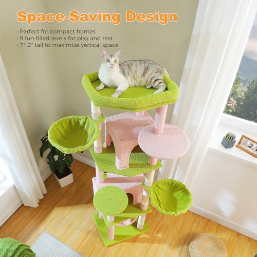 71.2" Tall Cat Tree (Pink / 71.2in)
