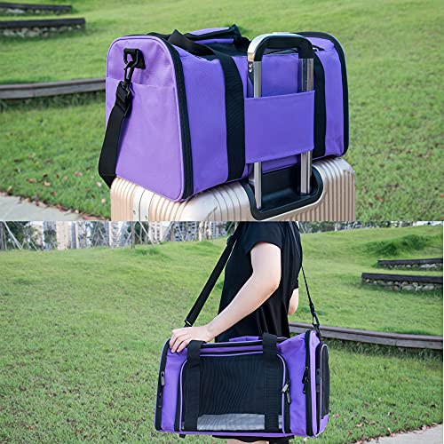 Soft Sided Carrier for Small Medium Cats Dogs (20.0"L x 13.0"W x 13.0"H / Purple)