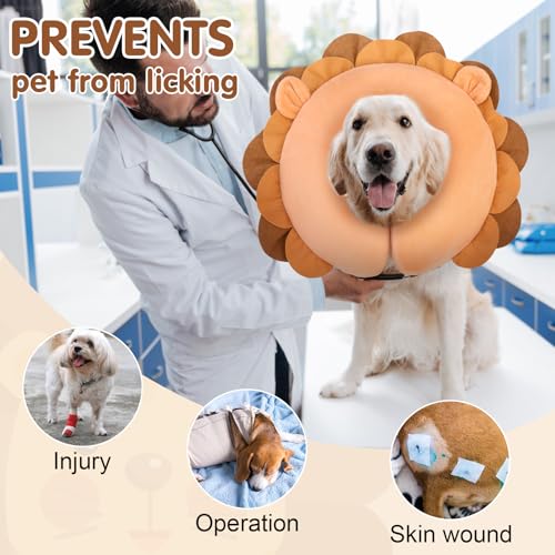 Dog Cone Collar Alternative After Surgery (Brown Lion / XL(Neck:18"-21"))