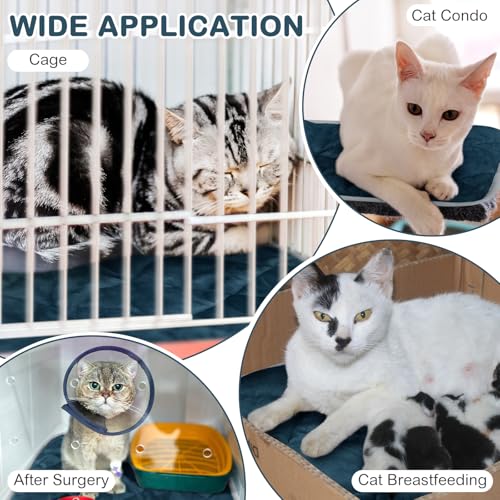 2 Pack Self Heating Cat Mat Self Warming Pet Pads Washable Kennel Mat Dog Crate Pad Reflects Body Heat Non Skid Cat Thermal Pads for Puppy Indoor Outdoor (16 x 20 inches / Blue)