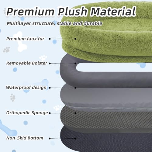 Human Dog Bed for Adult (71.0"L x 45.0"W x 12.0"Th / GrassGreen)