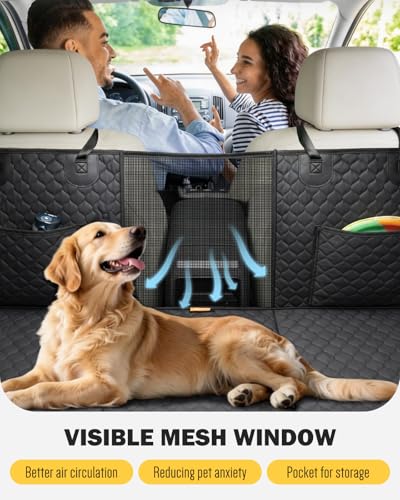 Dog Seat Cover for Back Seat (Black / L - For Cars/ Mid-Size SUV/ Small Truck)