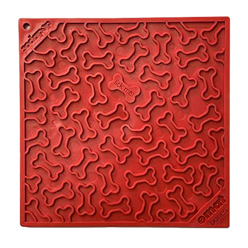Bones eMat Durable Lick Mat Feeder Made in USA from Non (Bones Red / Large)