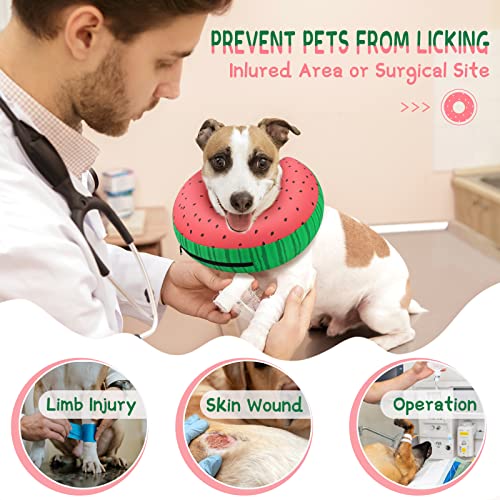 Inflatable Dog Cone Collar Alternative After Surgery (Donut Red / S(Neck 7"-9.5"))