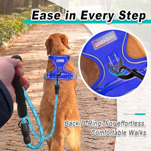 Dog Harness for Medium Sized Dog No Pull Mesh 2 Clips Dog Vest (Medium / Sapphire Blue-Mesh)