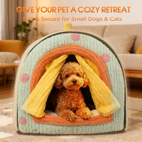 Dog House Indoor for Small Dogs & Cats (Green / S-16x14x10")