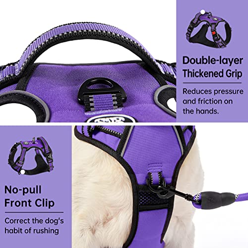 No Pull Dog Harness for Large Dogs (Purple / Large)