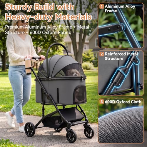 Heavy Duty Pet Stroller (Grey)