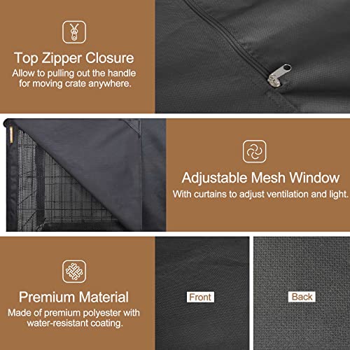 42 Inch Dog Crate Cover with Mesh (42.0"L x 28.0"W x 30.0"H / Black)
