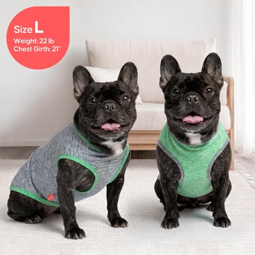 2Pack Dog Shirt for Small Dogs Sun Protection Tank Top for Summer (X-Large (18-30lbs) / 8# 2Pack (Grey+Dark Green))