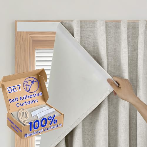 100% Blackout French Door Curtains (24"W x 40"L (Pack of 1) / Light Beige)