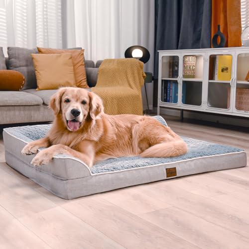 XL Dog Bed Orthopedic (42"L x 30"W x 8"Th / Grey)