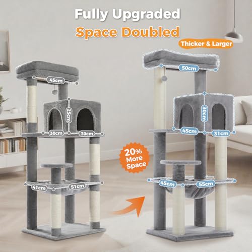 57.8" Heavy Duty Cat Tree for Maine Coon (Grey / 57.8in)