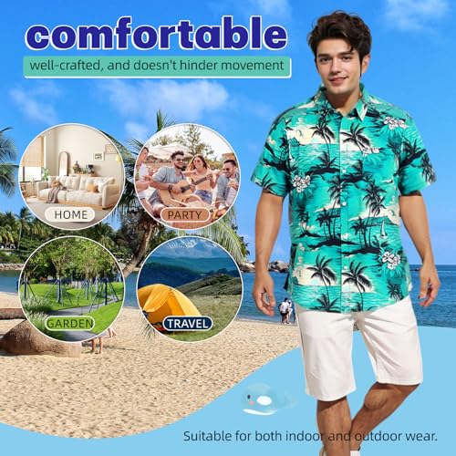 Dog Shirts Hawaii Dog Clothes for Small Medium Large Dogs Owner and Pet Shirts are Sold Separately (2XL-(54.33"Bust)-for Human / Green Only for Human)