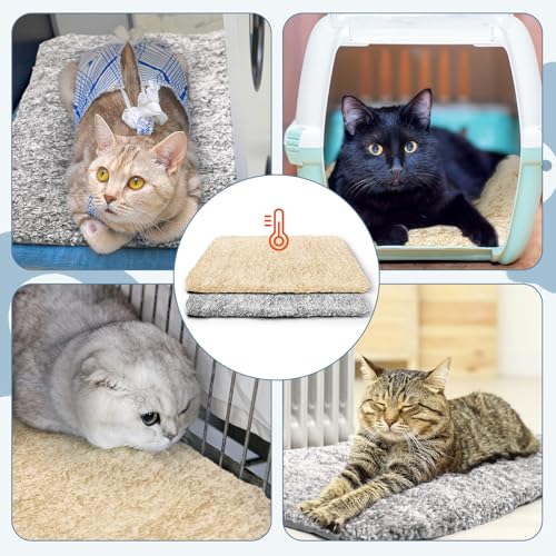 6 Pack Self Warming Pet Cat Dogs Pad 19 x 28 Inch (19 x 28 Inch / Grey+Beige)