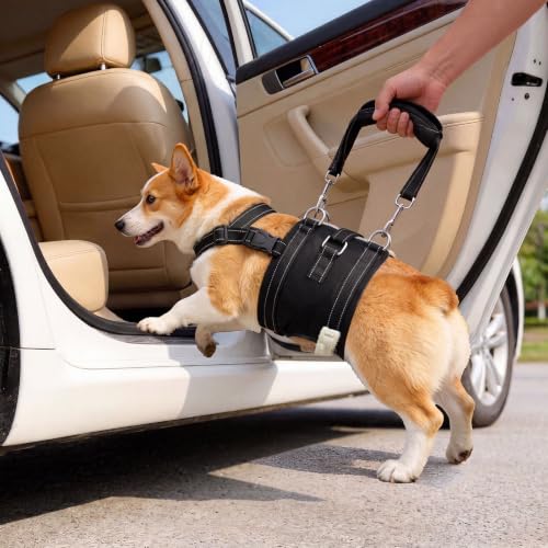 Adjustable Male Dog Lift Harness for Large Dogs (Dark Black (Male) / Medium)