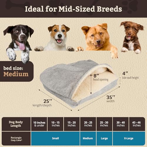 Rectangle Cozy Cave Dog Bed (Palmer Dove / Medium)