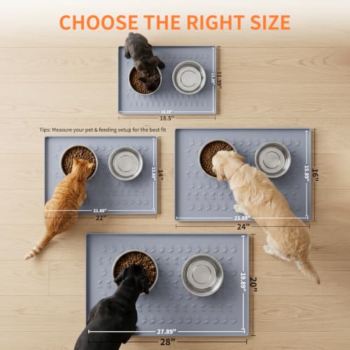 Silicone Pet Feeding Mat (Gray / 28''L x 20"W)
