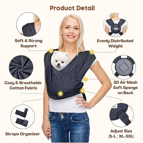 Small Dog Sling Carrier (Charcoal Black / Plus)
