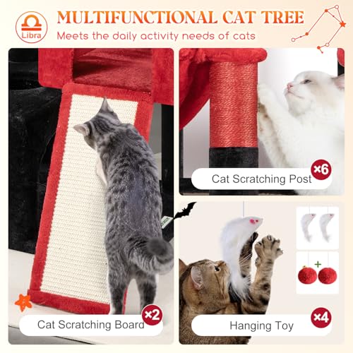 Z78 Heavy Duty Gothic Cat Tree for 20lbs Large Adult Cats (Black Red / 78 inch)