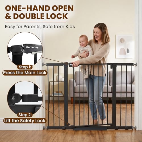 29.7 48" Baby Gate for Stairs (Black / 29.7-48"W x 30"H)