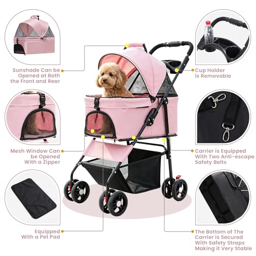 Pet Stroller for Small (Pink)