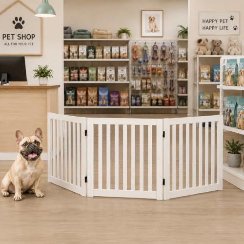 24" Freestanding Dog Gate (White / 3 Panel 60" Wide)