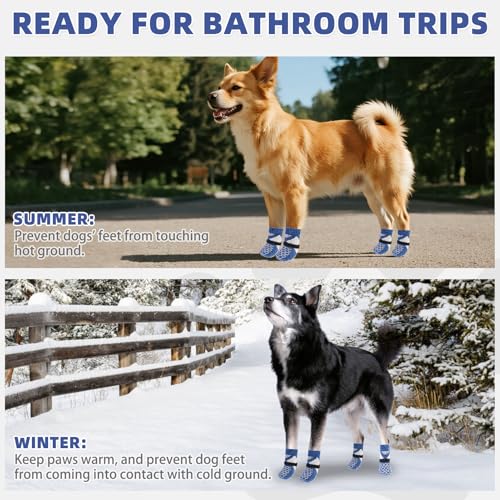 Dog Socks Shoes for Hot Pavement (Blue / Large(4 Pack))