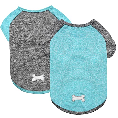 2Pack Dog Shirt for Medium Dogs Sun Protection Tank Top with Sleeves (X-Large (18-30lbs) / 2# 2Pack(Grey+Lake Blue))