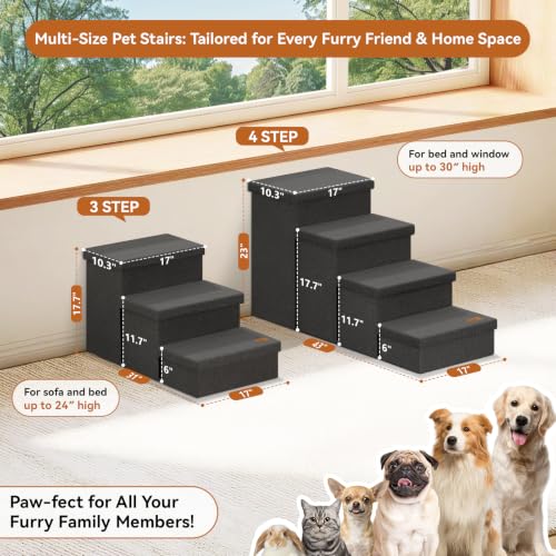 Dog Stairs with Storage (Dark Grey No Condo / 4)