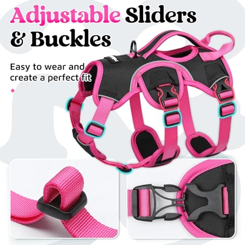Escape Proof Dog Harness for Small (Rose & Black / Small)