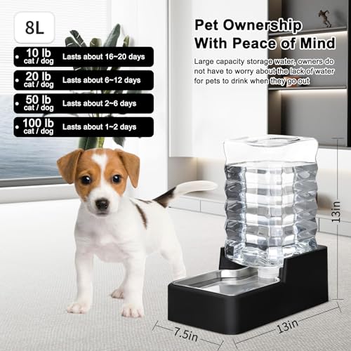 8L Dog Water Dispenser (Black without Filter / 8L)