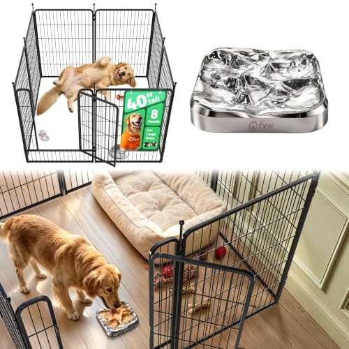Rollick Dog Playpen with Stainless Steel Lick Mat (Black / 40"H)