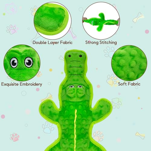 No Stuffing Dog Squeak Toys (Green)