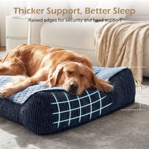 XL Orthopedic Dog Beds Large Sized Dog (L Plus(38"L x 28"W x 8"Th) / Blue)